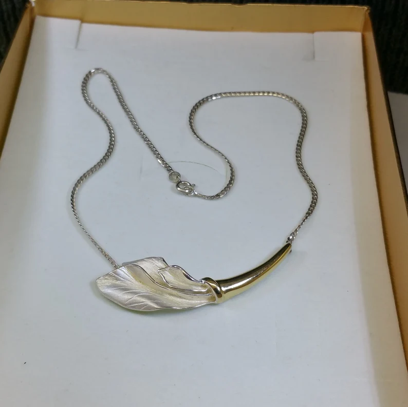 41 cm Designer Collier Kette Halskette Silber 925 teilvergoldet edel Vintage Rarität SK941 – Bild 3