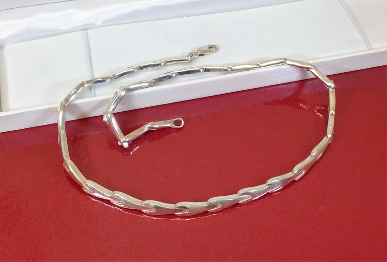 42,5 cm Kette Halskette Silberkette Gliederkette Silber 925 Design edel Vintage 80er Style SK943 – Bild 4