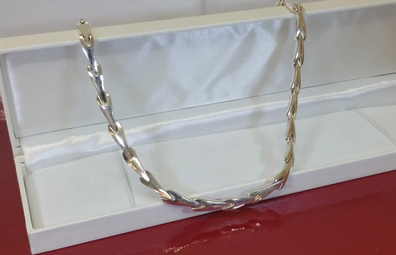 42,5 cm Kette Halskette Silberkette Gliederkette Silber 925 Design edel Vintage 80er Style SK943 – Bild 3