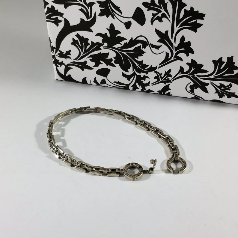 19 cm Armband Silberarmband Gliederarmband Silber 925 Kristalle klar Vintage elegant SA276 – Bild 4