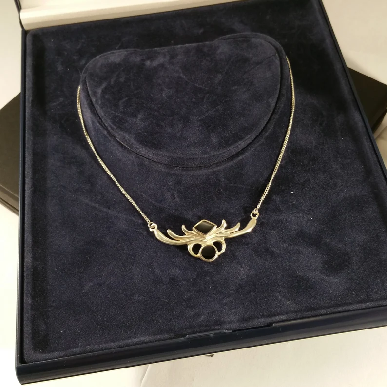 45 - 48 cm Kette Silberkette Halskette Collier Silber 925 Onyx Vintage Nostalgie SK641