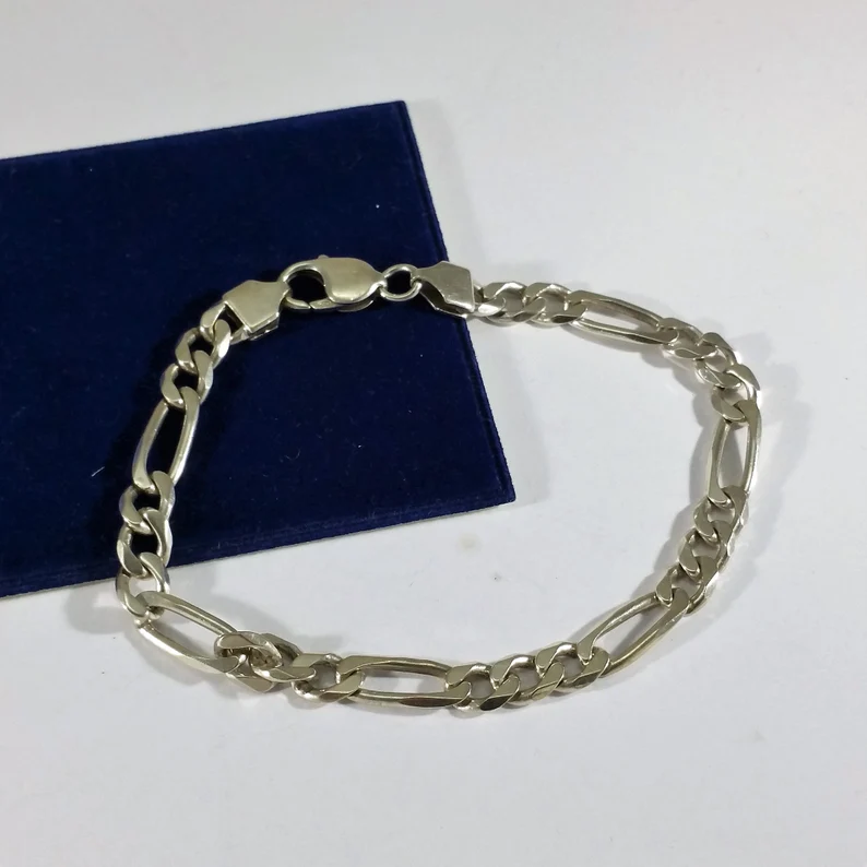 24,5 cm Figaro Armband Gliederarmband Silberarmband Silber 925 Vintage edel SA194 – Bild 3