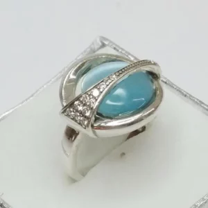 16,5 mm Ring Silber 925 Chalcedon & Kristalle edel Vintage Design SR155
