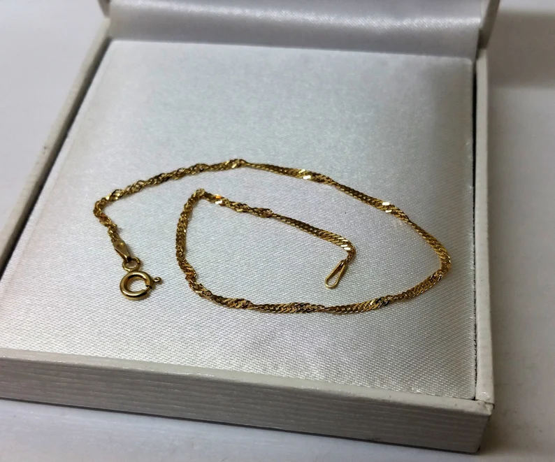 21 cm Armband zierlich 925 Silber vergoldet edel Vintage gedrehtes Design SA289