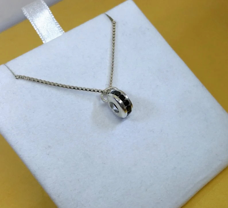 Anhänger Silberanhänger Beads Charms ohne Kette Silber 925 rund Kristalle dunkelblau Vintage elegant SKA1007