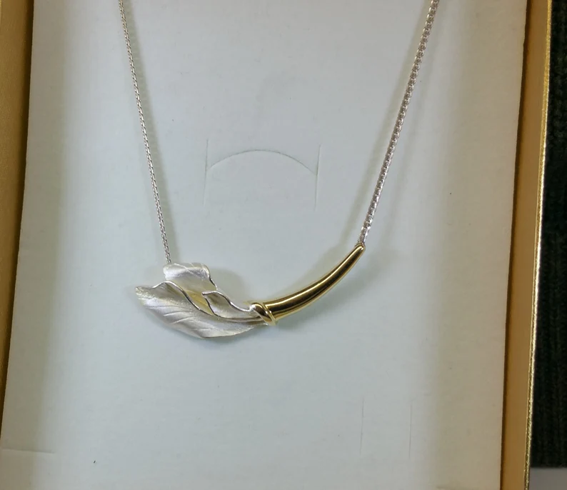 41 cm Designer Collier Kette Halskette Silber 925 teilvergoldet edel Vintage Rarität SK941 – Bild 2