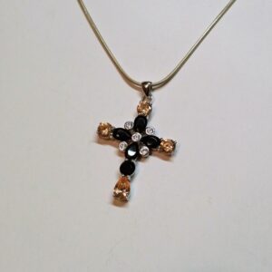 Anhänger Silberanhänger Silber 925 Kreuz Kristalle orange klar rot Vintage elegant SKA548