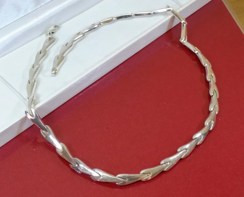 42,5 cm Kette Halskette Silberkette Gliederkette Silber 925 Design edel Vintage 80er Style SK943