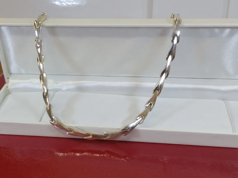 42,5 cm Kette Halskette Silberkette Gliederkette Silber 925 Design edel Vintage 80er Style SK943 – Bild 2