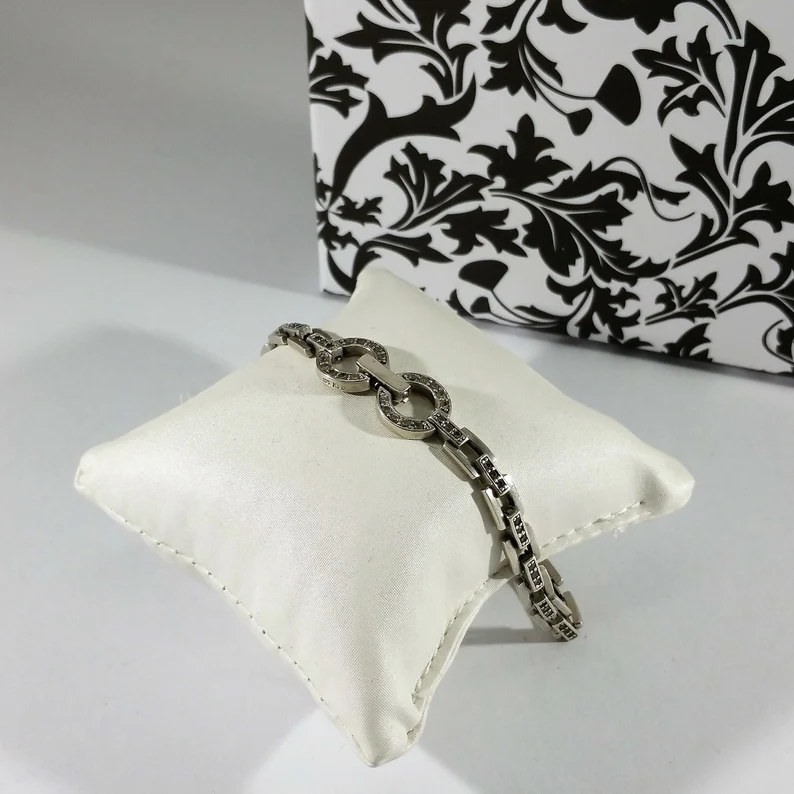 19 cm Armband Silberarmband Gliederarmband Silber 925 Kristalle klar Vintage elegant SA276 – Bild 3