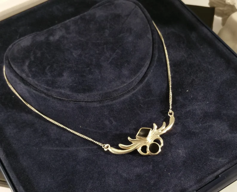 45 - 48 cm Kette Silberkette Halskette Collier Silber 925 Onyx Vintage Nostalgie SK641 – Bild 2