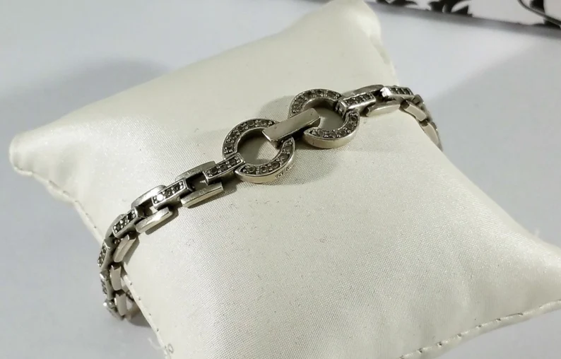 19 cm Armband Silberarmband Gliederarmband Silber 925 Kristalle klar Vintage elegant SA276