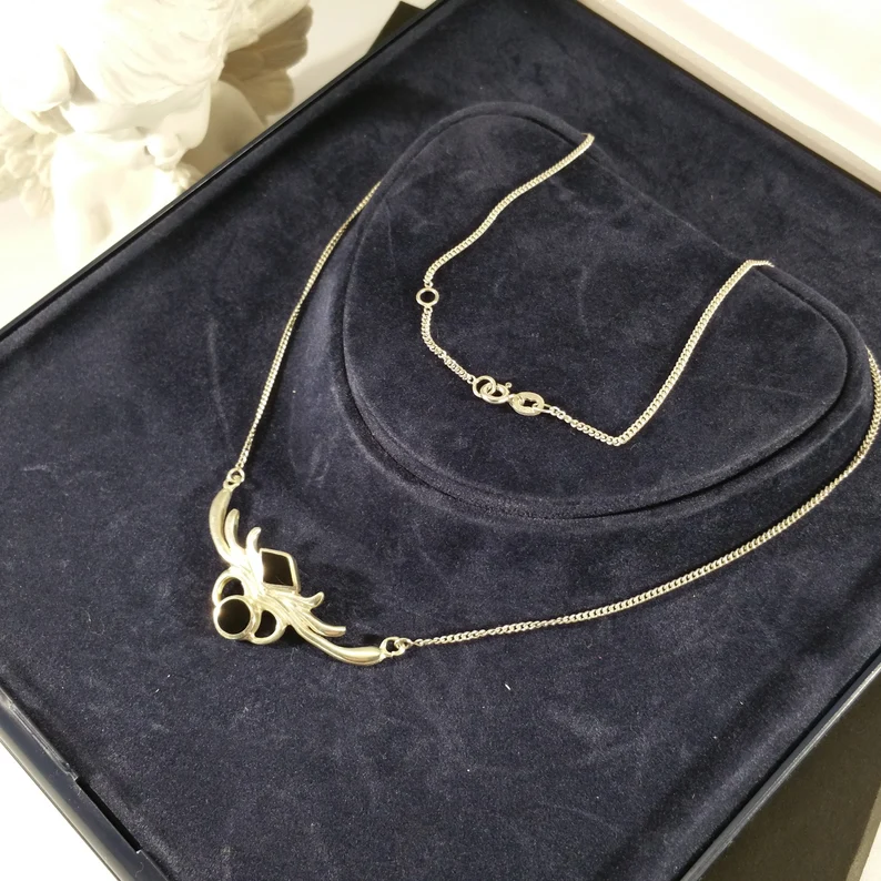 45 - 48 cm Kette Silberkette Halskette Collier Silber 925 Onyx Vintage Nostalgie SK641 – Bild 3