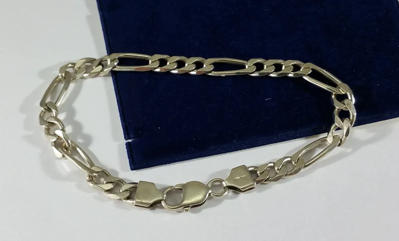 24,5 cm Figaro Armband Gliederarmband Silberarmband Silber 925 Vintage edel SA194
