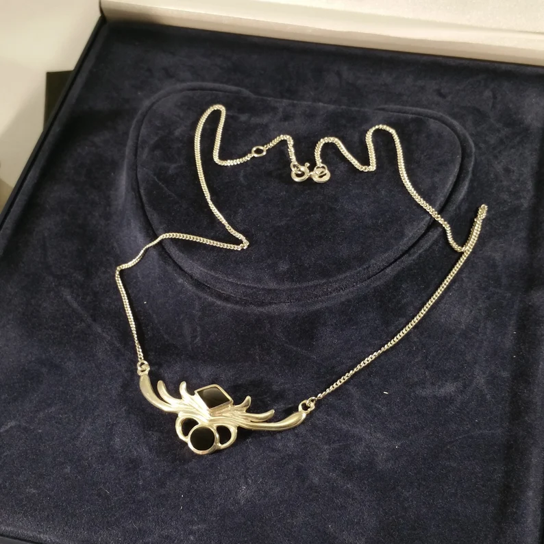 45 - 48 cm Kette Silberkette Halskette Collier Silber 925 Onyx Vintage Nostalgie SK641 – Bild 4