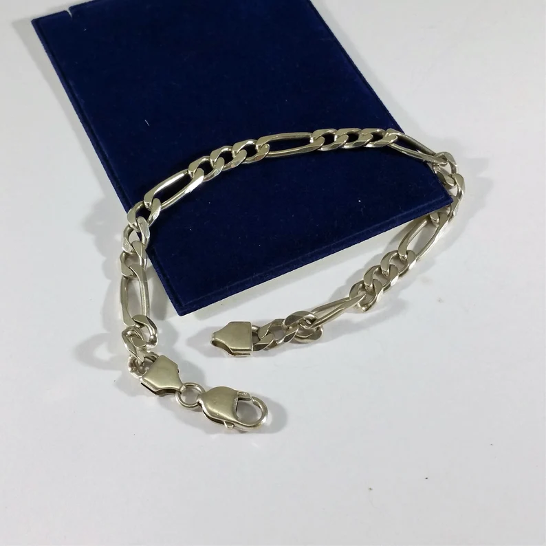 24,5 cm Figaro Armband Gliederarmband Silberarmband Silber 925 Vintage edel SA194 – Bild 2