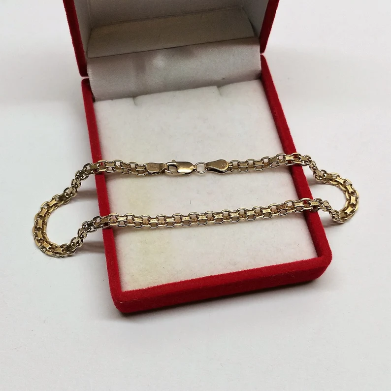 25,5 cm Armband Gliederarmband Silber 925 vergoldet Vintage Italy elegant SA401 – Bild 3