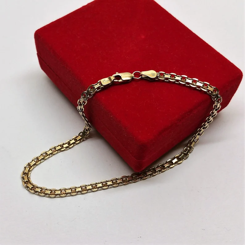 25,5 cm Armband Gliederarmband Silber 925 vergoldet Vintage Italy elegant SA401