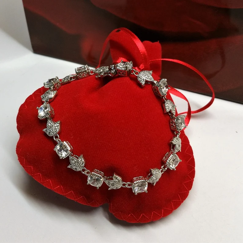 20 cm Armband Silberarmband Gliederarmband 925 Kristalle Krönchen Vintage edel nostalgisch SA460 – Bild 4