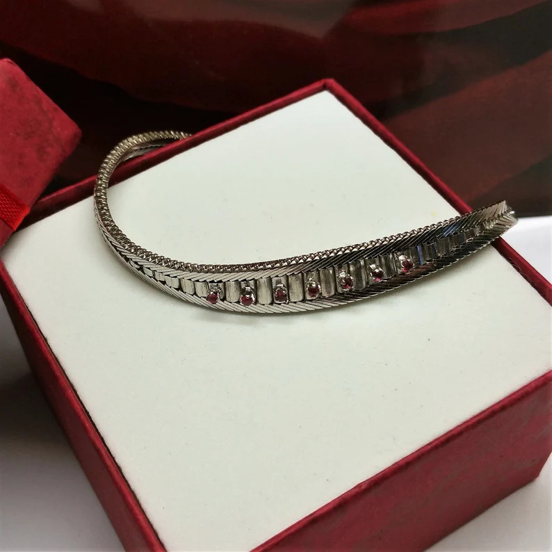 19 cm Armband Silberarmband Schlangenarmband Silber 800 Rubine Vintage Eleganz SA270 – Bild 4