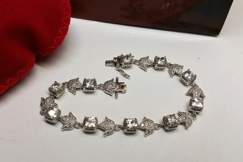 20 cm Armband Silberarmband Gliederarmband 925 Kristalle Krönchen Vintage edel nostalgisch SA460 – Bild 2