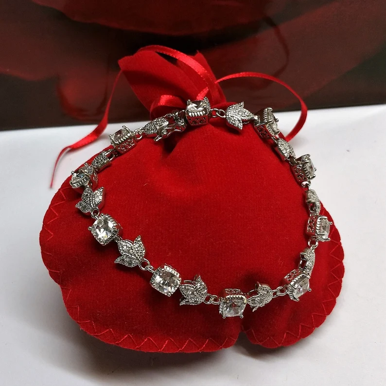 20 cm Armband Silberarmband Gliederarmband 925 Kristalle Krönchen Vintage edel nostalgisch SA460