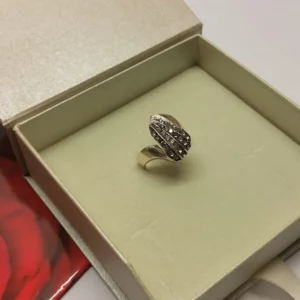 18,8 mm Nostalgischer Ring Silber 925 Silberring Kristall Steinchen Vintage elegant SR154