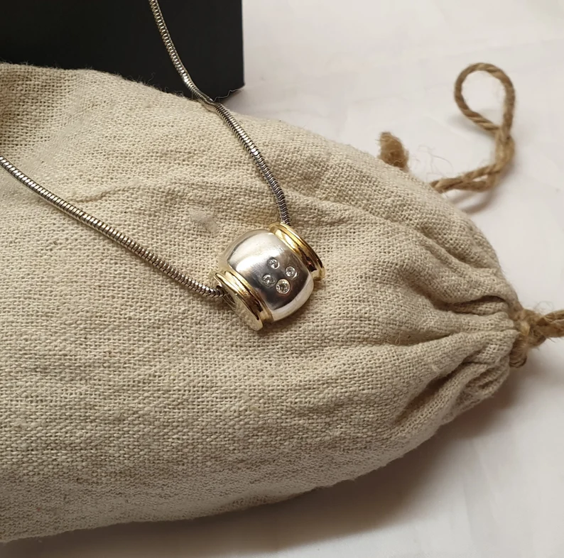 Anhänger Silberanhänger Silber 925 teilvergoldet Kristalle Vintage edel SKA952 – Bild 4