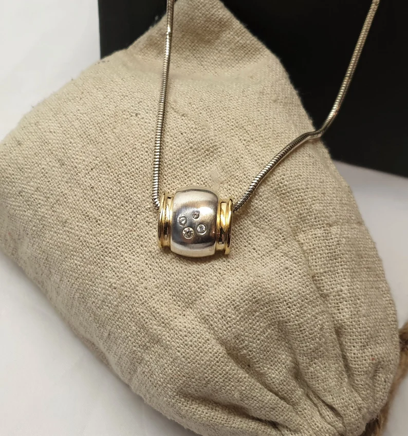 Anhänger Silberanhänger Silber 925 teilvergoldet Kristalle Vintage edel SKA952 – Bild 3