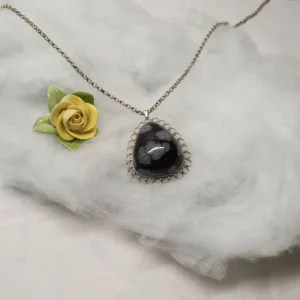 Nostalgischer Anhänger Silberanhänger ohne Kette Silber Obsidian Vintage elegant SKA948
