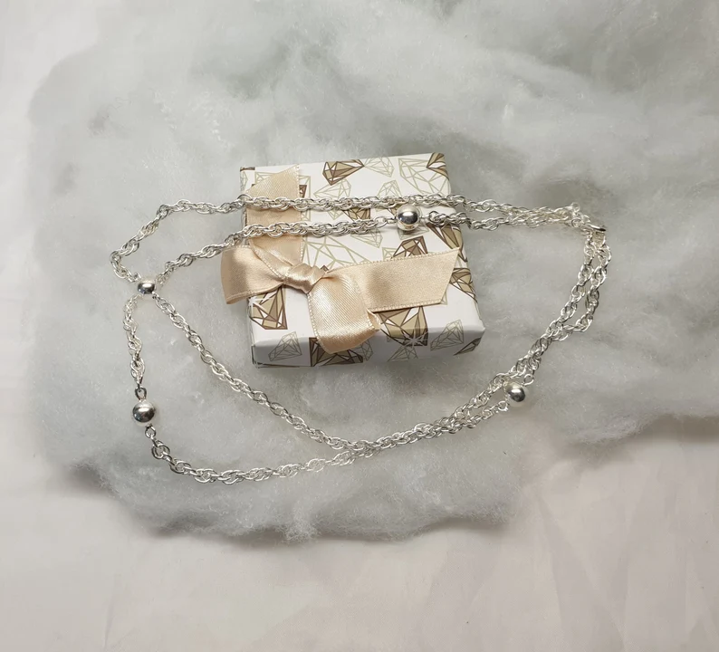 81 cm Nostalgische Kette Halskette Kugelkette Silber 835 Kugeln Vintage elegant SK974 – Bild 4