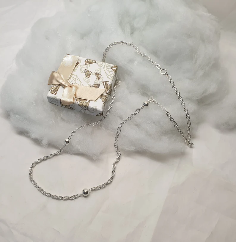 81 cm Nostalgische Kette Halskette Kugelkette Silber 835 Kugeln Vintage elegant SK974 – Bild 3