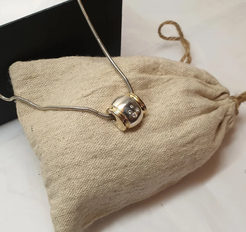 Anhänger Silberanhänger Silber 925 teilvergoldet Kristalle Vintage edel SKA952 – Bild 2