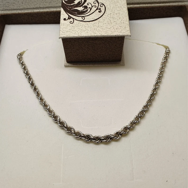 47 cm Kette Kordelkette Halskette Silberkette Silber 800 Shabby Vintage elegant HK297 – Bild 4