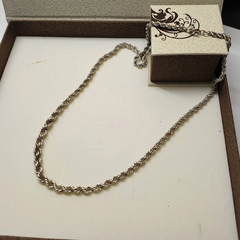 47 cm Kette Kordelkette Halskette Silberkette Silber 800 Shabby Vintage elegant HK297 – Bild 2