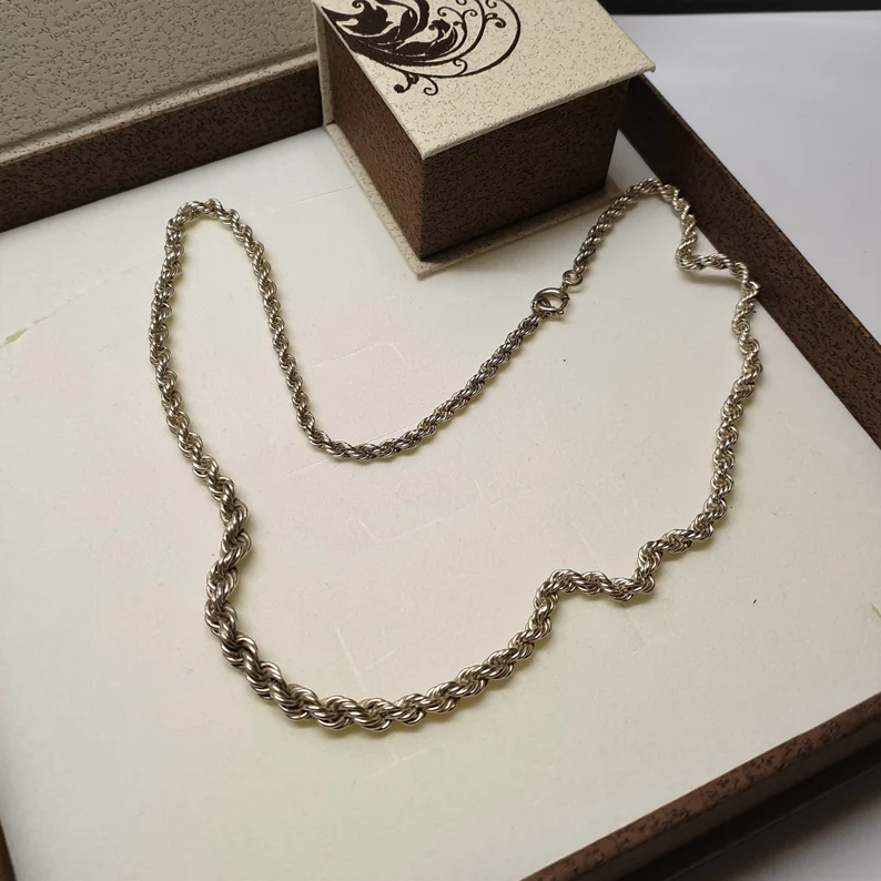 47 cm Kette Kordelkette Halskette Silberkette Silber 800 Shabby Vintage elegant HK297