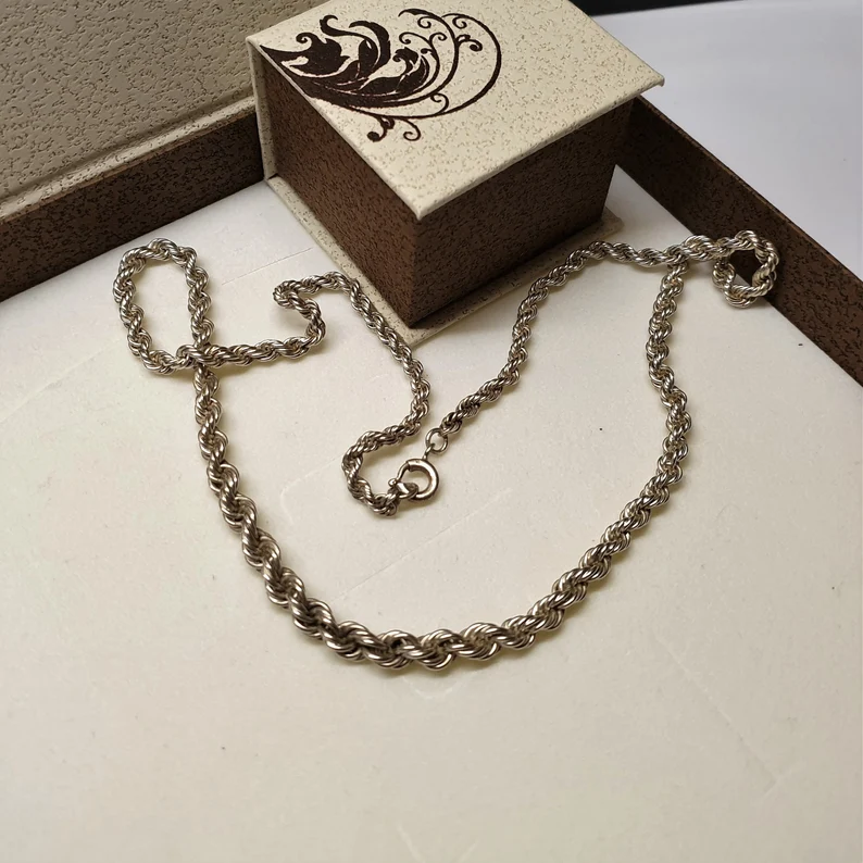 47 cm Kette Kordelkette Halskette Silberkette Silber 800 Shabby Vintage elegant HK297 – Bild 3