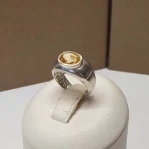 16,1 mm Ring Silberring Silber Kristall Stein gelb Vintage elegant SR206