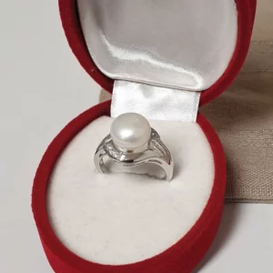 18,5 mm Silberring Ring Silber 925 Perle & Kristalle klar edel Vintage SR118