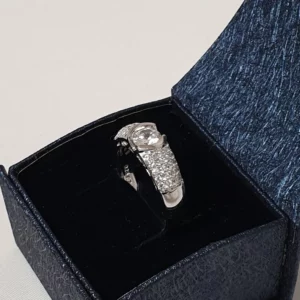 21,3 mm Eleganter Silberring Ring Silber 925 Kristalle klar Glitzer Effekt Vintage SR189