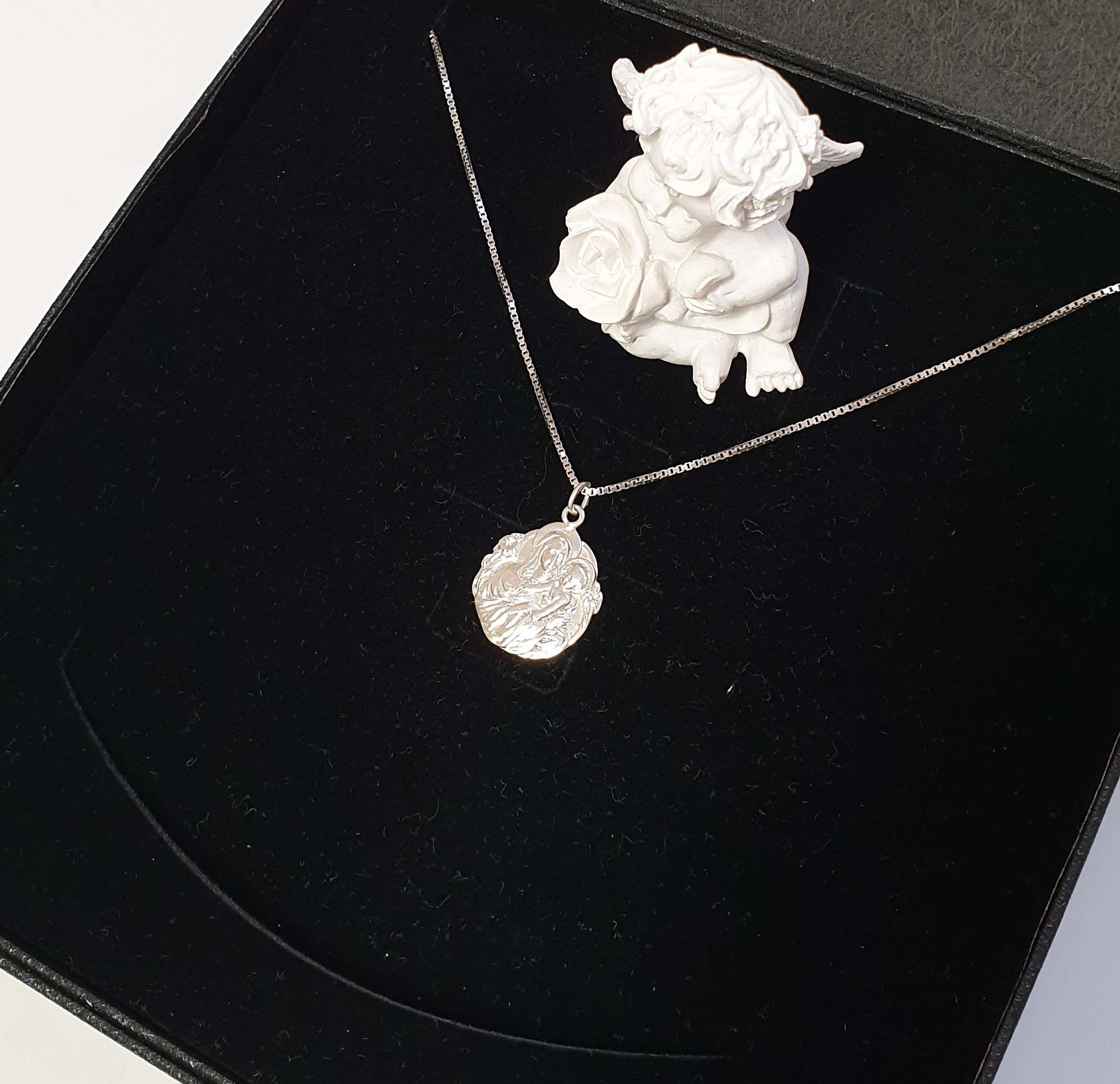 Anhänger Medaille Heilige Maria mit Jesuskind Silber Vintage nostalgisch SKA1734 – Bild 4