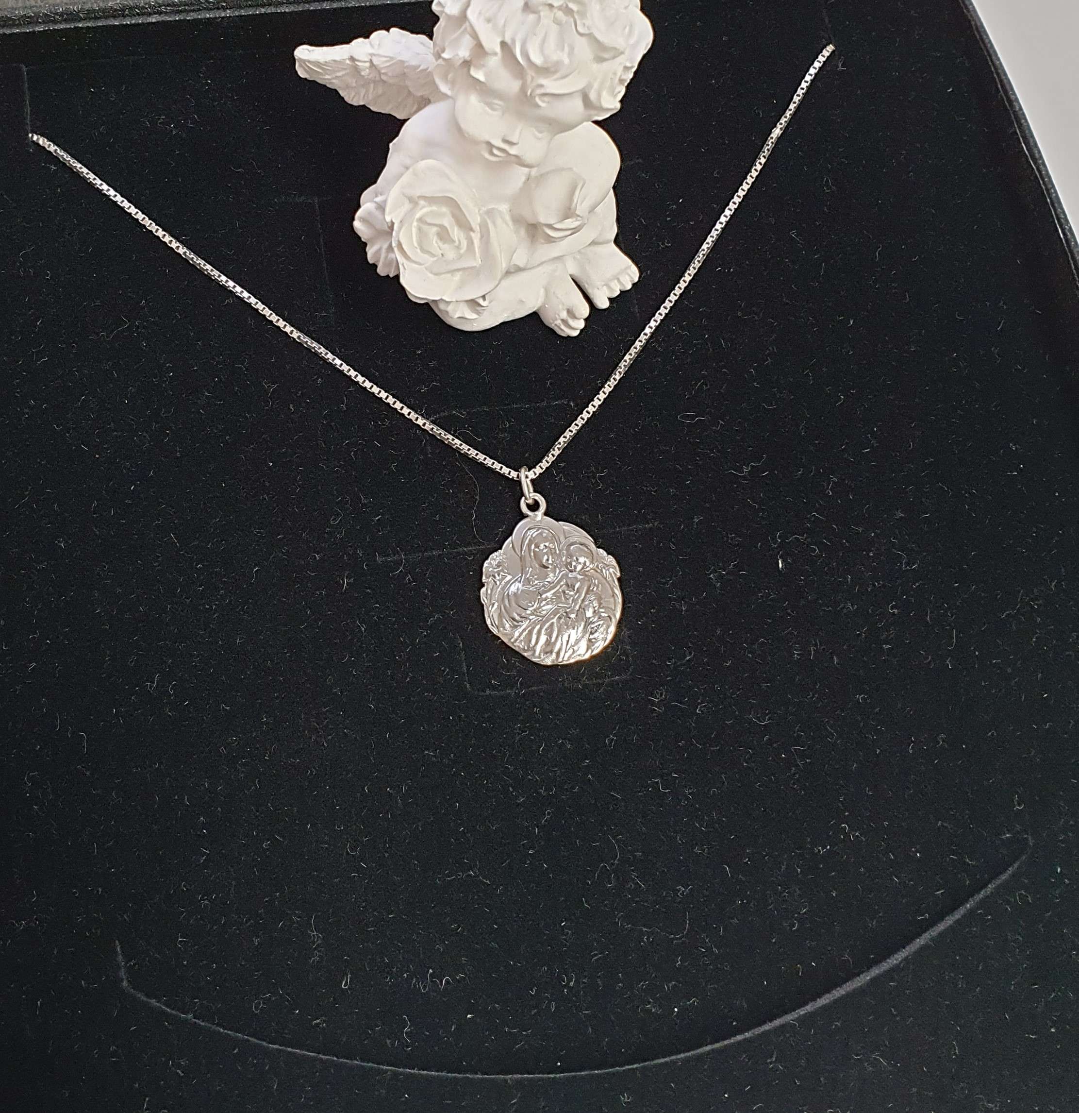 Anhänger Medaille Heilige Maria mit Jesuskind Silber Vintage nostalgisch SKA1734 – Bild 2