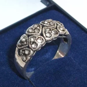 19 mm Nostalgischer Ring Herzen Herz Silber 925 Kristalle Vintage elegant SR238
