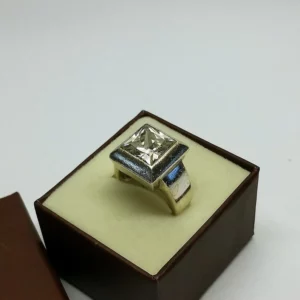 18,2 mm Silberring Ring Silber 925 großer quadratischer Kristall Vintage edel SR358