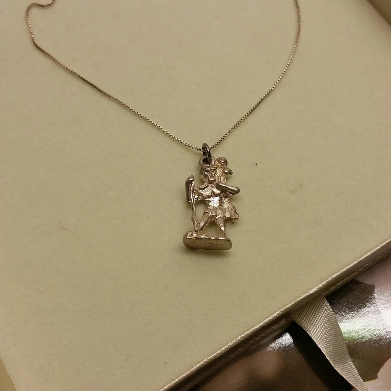 Nostalgischer Silberanhänger Anhänger Heiliger Christopherus Silber Vintage selten rar SKA1045