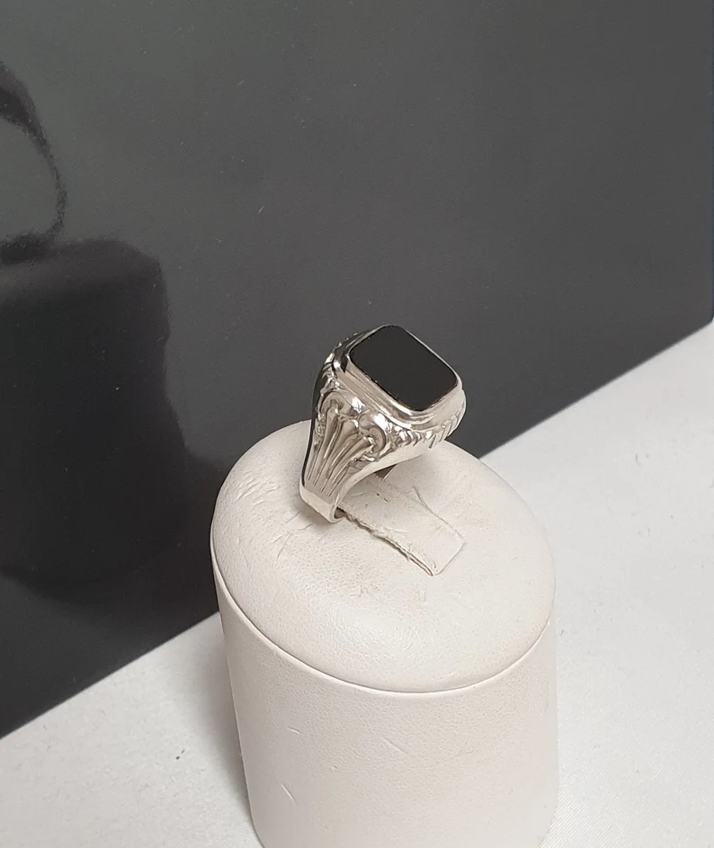 20 mm Nostalgischer Ring Siegelring Silber 835 Onyx schwarz Shabby Vintage SR1092 – Bild 4