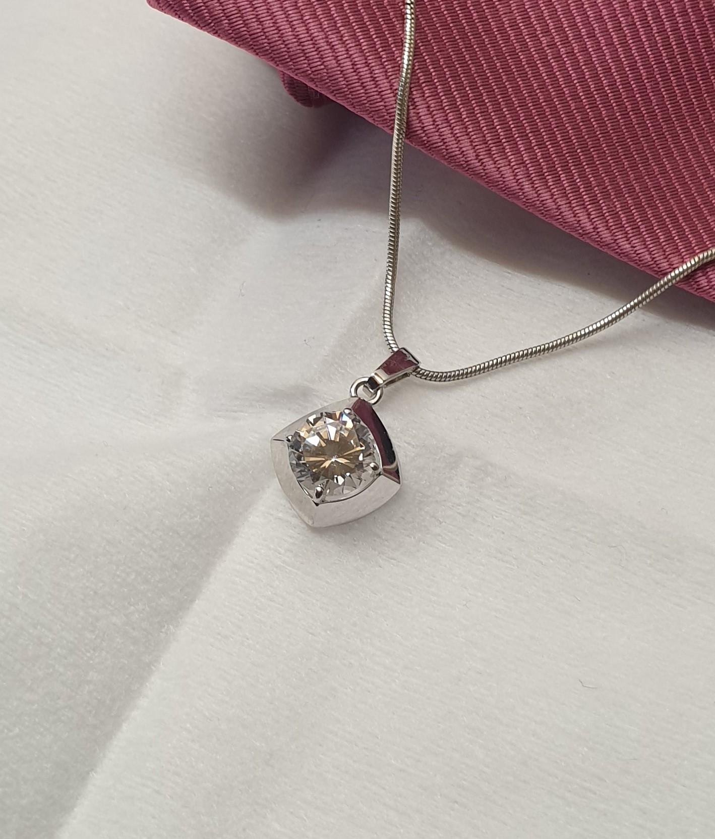 Nostalgischer Anhänger Gold Weißgold 585 Topas klar Vintage Design elegant GAN131 – Bild 2