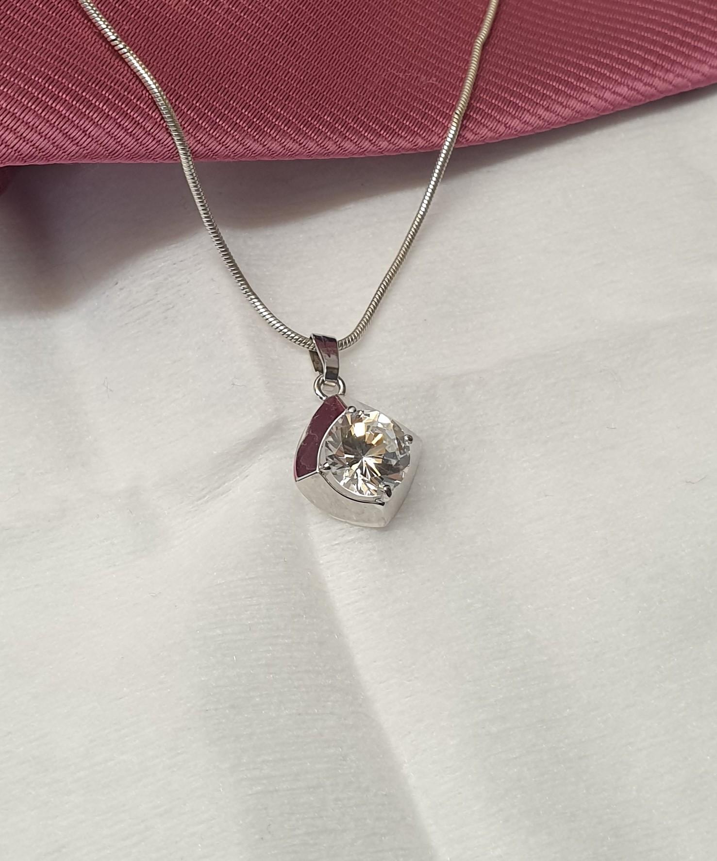 Nostalgischer Anhänger Gold Weißgold 585 Topas klar Vintage Design elegant GAN131 – Bild 3