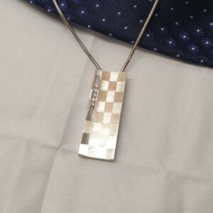 Vintage Anhänger Silberanhänger stylisches Schachbrett Design Silber 925 Kristalle klar elegant SKA1592