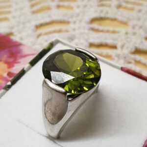 19,2 mm Silberring Ring 925 Silber Kristall grün Design Vintage elegant SR1228